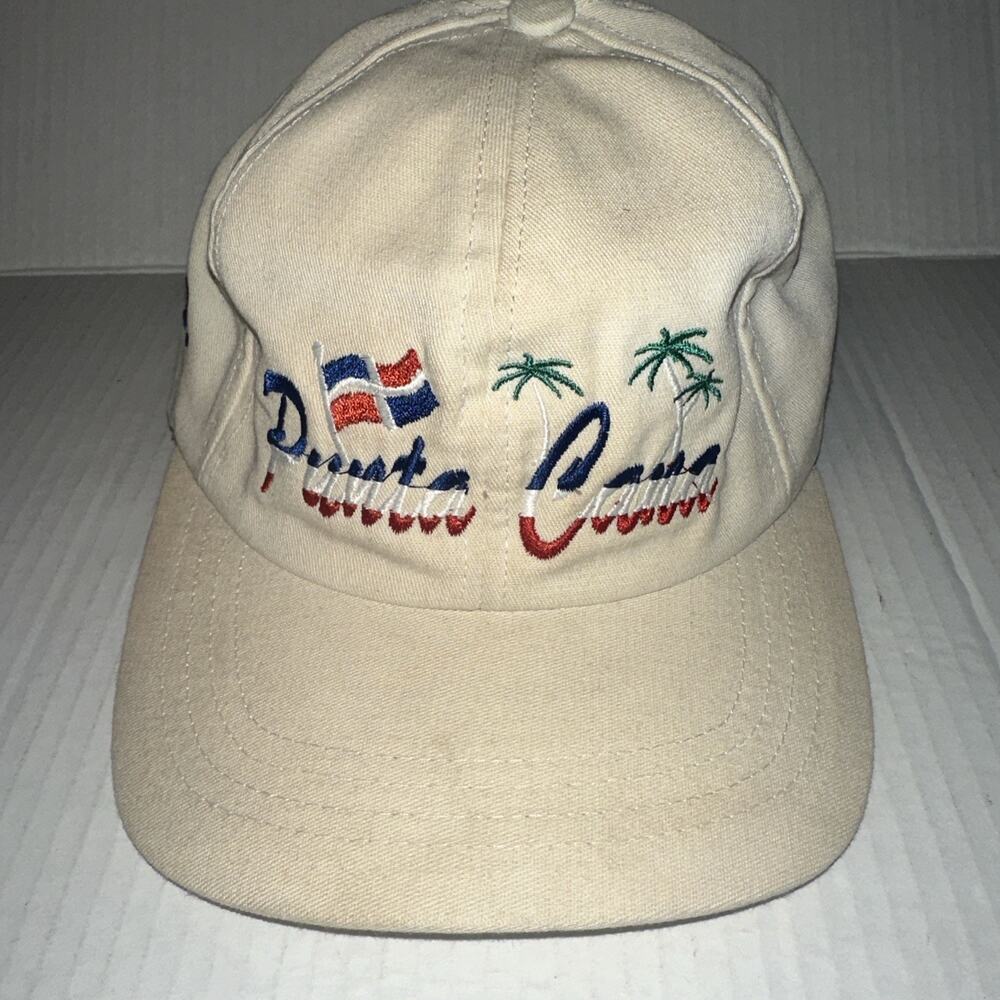 Punta Cana Dominican Rep Hat Tan Golf Trucker Cap Flag Embroidered